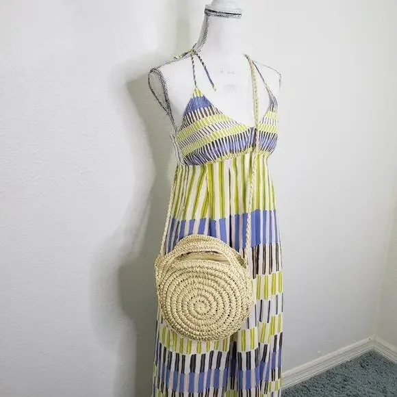 Small Beach Crossbody Rattan Straw Bag With Zipper - Picture 2 of 7